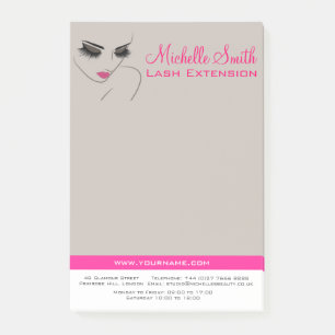 Elegant Pink and Grey Lash Extension Beauty Salon  Post-it Notes