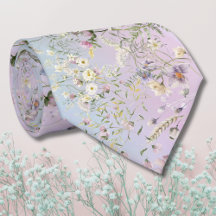 Elegant Pink and Periwinkle Floral Wedding Necktie