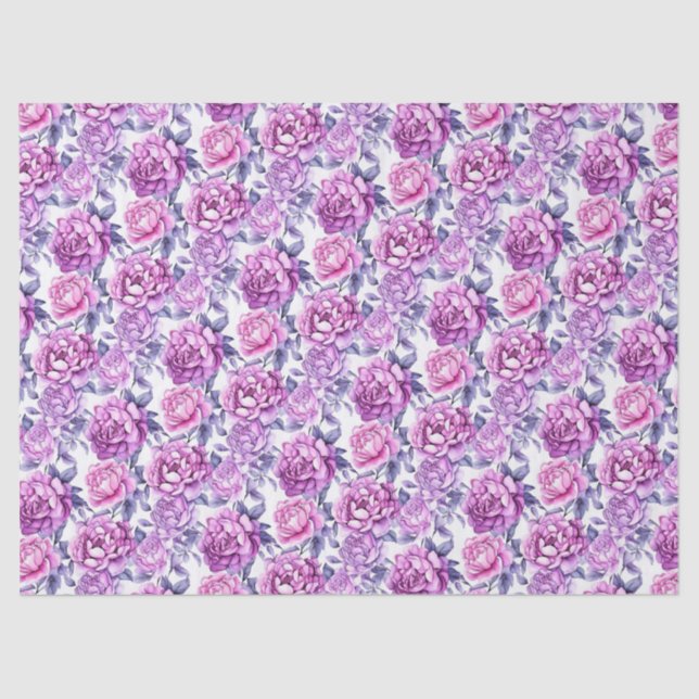 Elegant Pink and Purple Floral Tissue Paper (Front)