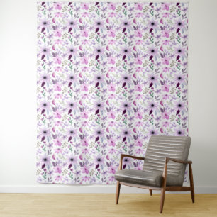 Elegant Pink and Purple Flower Pattern Tapestry