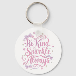 Elegant Pink and Purple Sparkle Script Keychain