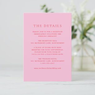 Elegant Pink and Red Classic Wedding Enclosure Card