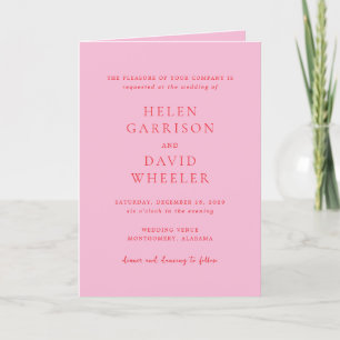 Elegant Pink and Red Classic Wedding Invitation