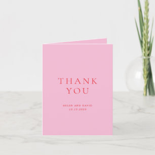 Elegant Pink and Red Classic Wedding Thank You Card