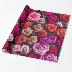 Elegant Pink and Red Floral Roses  Wrapping Paper
