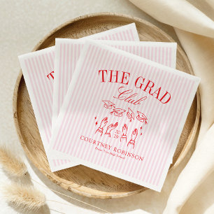 Elegant Pink and Red Grad Club Graduation Napkin