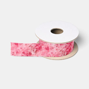 Elegant Pink And Red Hearts Satin Ribbon