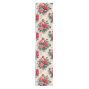 Elegant Pink and Red Rose Bouquets Short Table Runner