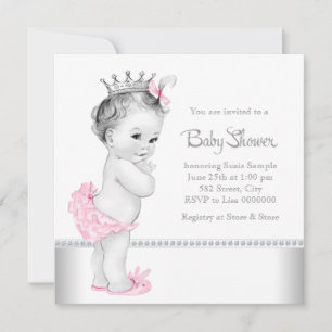 Elegant Pink and Silver Baby Shower Invitation