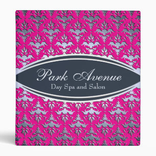 Elegant Pink and Silver Damask Beauty Salon Binder