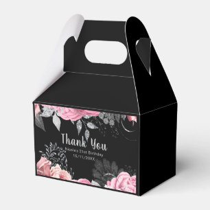Elegant Pink and Silver Flowers Birthday Favor Box