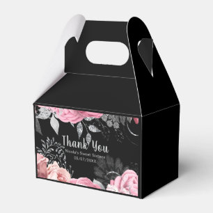 Elegant Pink and Silver Flowers Sweet Sixteen Favor Box