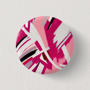 Elegant pink and white brushstrokes pattern 1 inch round button