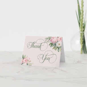 Elegant Pink and White Floral Islamic Wedding Thank You Card