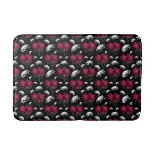Elegant Pink and White Floral Pattern Bath Mat