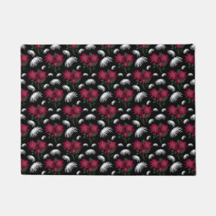 Elegant Pink and White Floral Pattern Doormat