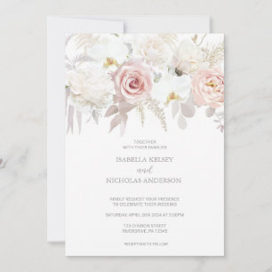 Elegant Pink and White Flower Wedding Invites