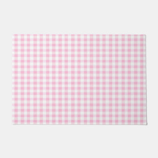 Elegant Pink and White Gingham Pattern Rug