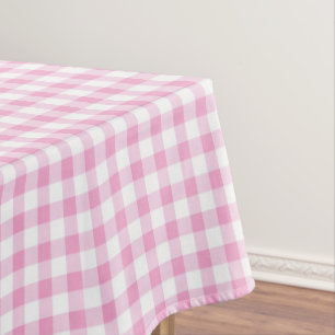 Elegant Pink and White Gingham Pattern  Tablecloth