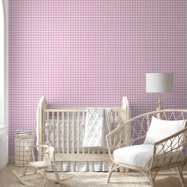 Elegant Pink and White Gingham Pattern  Wallpaper (Kids)