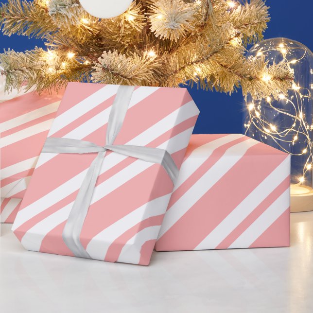 Elegant pink and white merry Christmas  Wrapping Paper (Holidays)