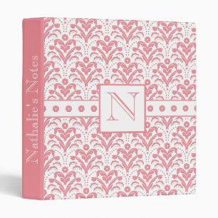 Elegant Pink and White Retro 1930s Art Deco Damask Binder