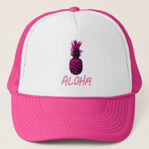Elegant Pink and white Tropical Pineapple Aloha Trucker Hat