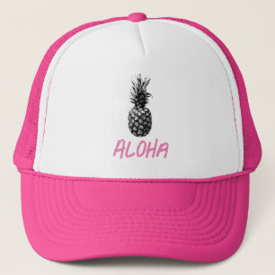 Elegant Pink and white Tropical  Pineapple  Aloha Trucker Hat
