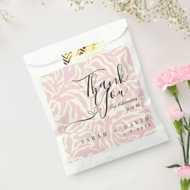 Elegant Pink and White Zebra Pattern Wedding  Favour Bag (Sealed)