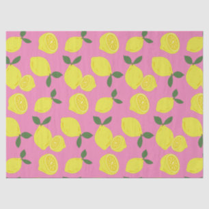 Elegant Pink and Yellow Lemon Pattern Tissue Paper