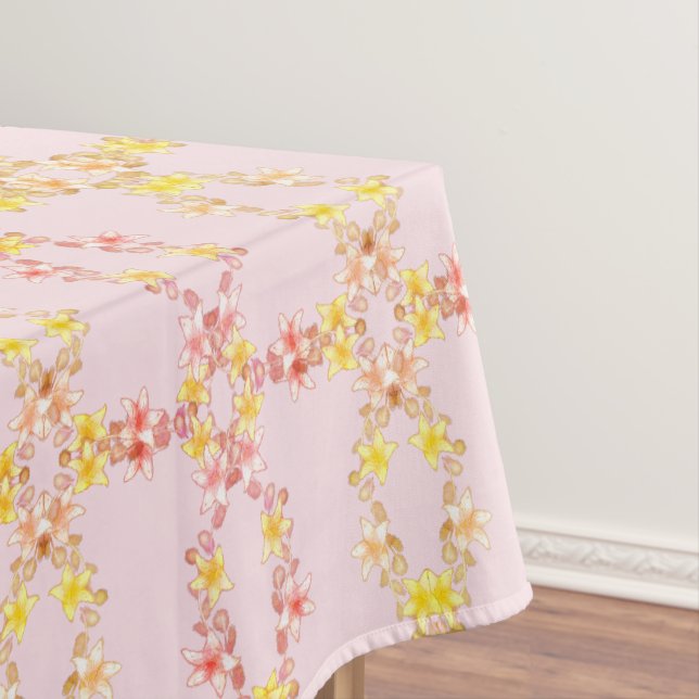 Elegant Pink and Yellow Lily Flower Tablecloth (In Situ)