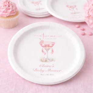 Elegant Pink Baby Girl Tini One Baby Shower     Paper Plate