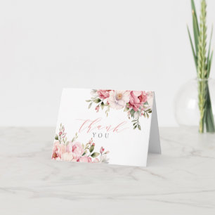 Elegant Pink Baby In Bloom Girl Baby Shower Folded Thank You Card