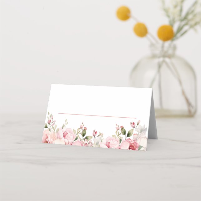 Elegant Pink Baby In Bloom Girl Baby Shower Place Card (Front)