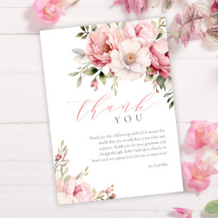 Elegant Pink Baby In Bloom Girl Baby Shower Thank You Card