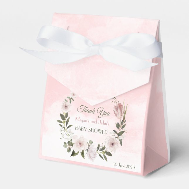 Elegant Pink Baby Shower Thank You Favor Box (Front Side)