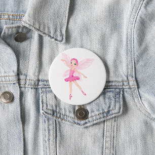 Elegant Pink Ballerina Fairy For Dance Lovers  3 Inch Round Button