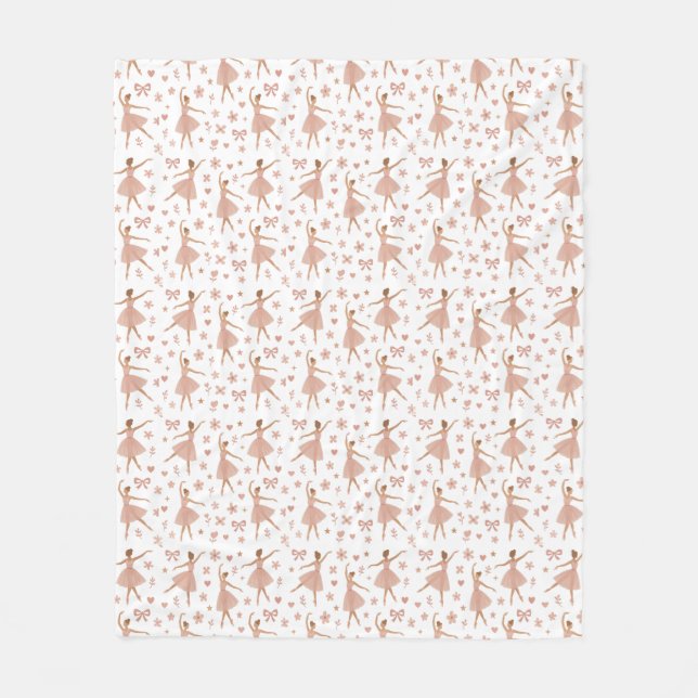Elegant Pink Ballerina Pattern Fleece Blanket (Front)
