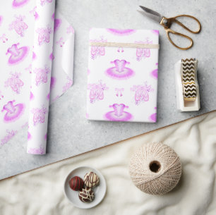 Elegant Pink Ballet Birthday Tutu & Pointe Shoes Wrapping Paper