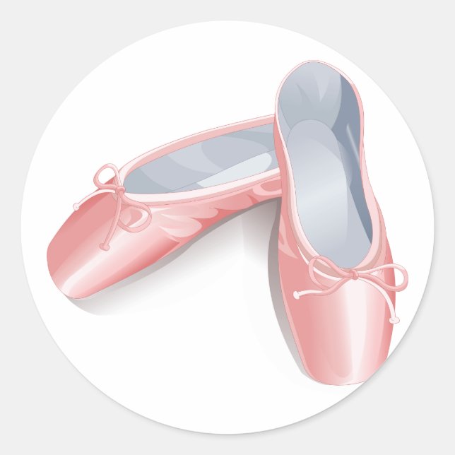 Elegant Pink Ballet Flats Cute Girly Dance Shoes  Classic Round Sticker (Front)