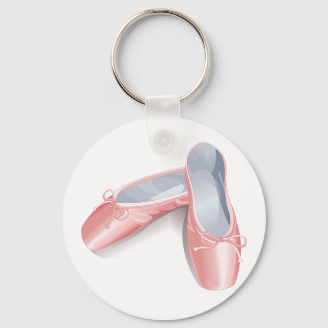 Elegant Pink Ballet Flats Cute Girly Dance Shoes  Keychain (Front)