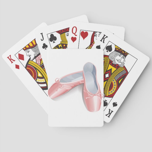 Elegant Pink Ballet Flats Cute Girly Dance Shoes  Playing Cards (Back)