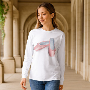 Elegant Pink Ballet Flats Cute Girly Dance Shoes  T-Shirt