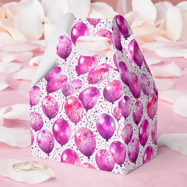 Elegant Pink Balloon Pattern Party Favor Box (Wedding)