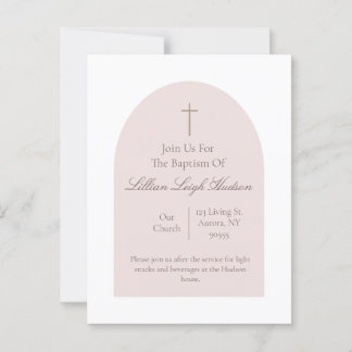 Elegant Pink Baptism Invitation | Minimalist Girl  Postcard