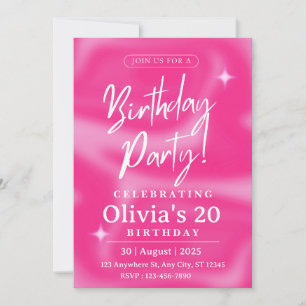 Elegant Pink Birthday Invitation Customizable