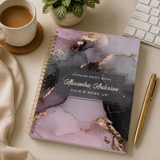 Elegant Pink Black Gold Glitter Agate Marble Planner (Elegant Pink Black Gold Glitter Agate Marble Planner)