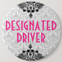 Elegant Pink Black & Grey Retro Floral Design