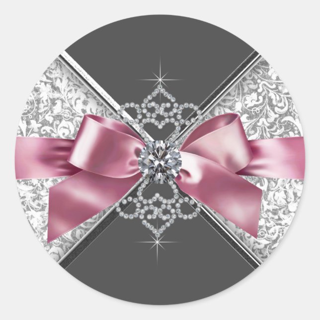 Elegant Pink Black White Diamonds Sticker (Front)