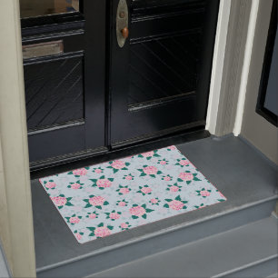 Elegant Pink Blooming Hydrangea Floral Doormat